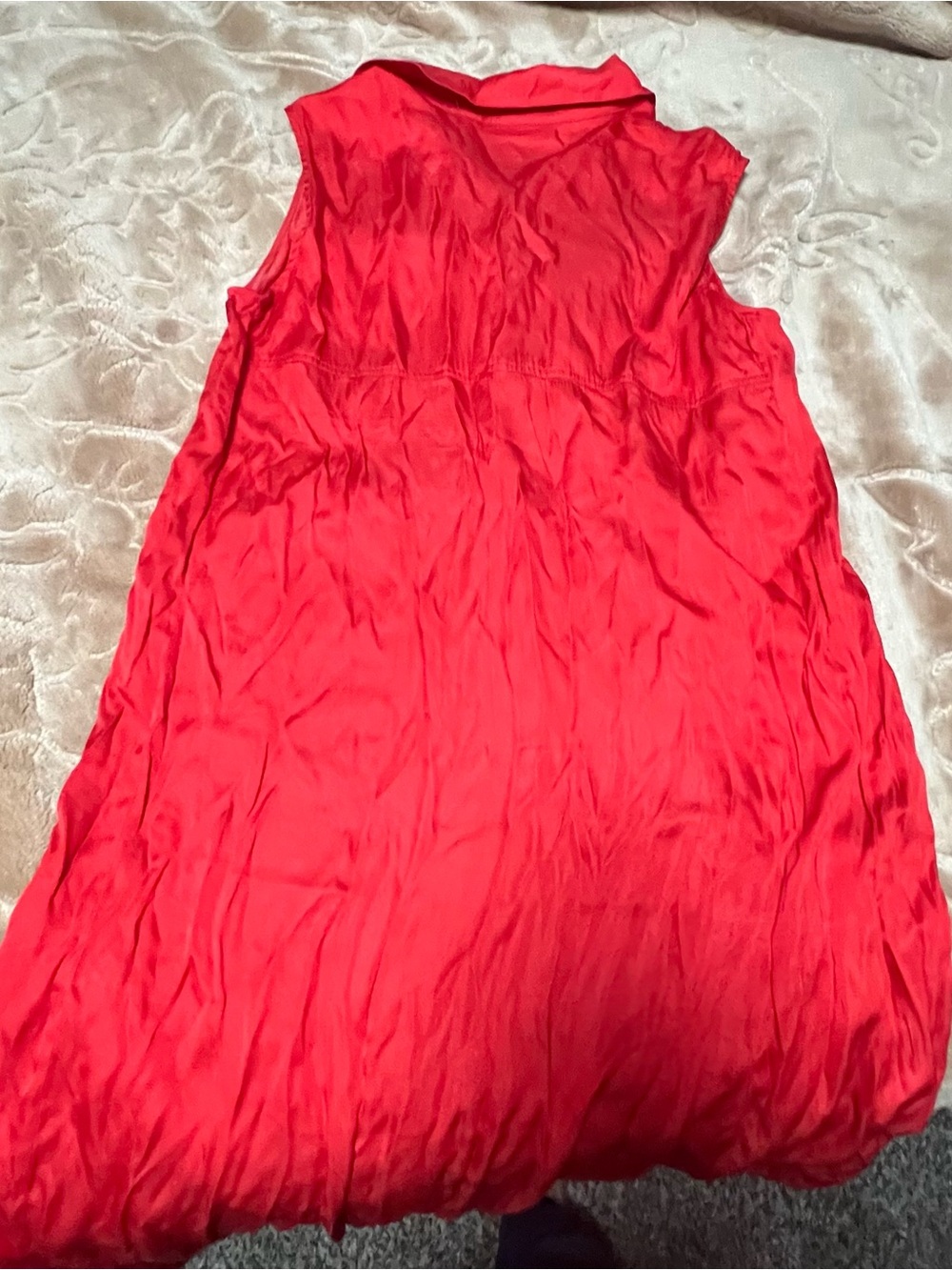 Sleeveless Red Button-Front Dress - Picture 3 of 5